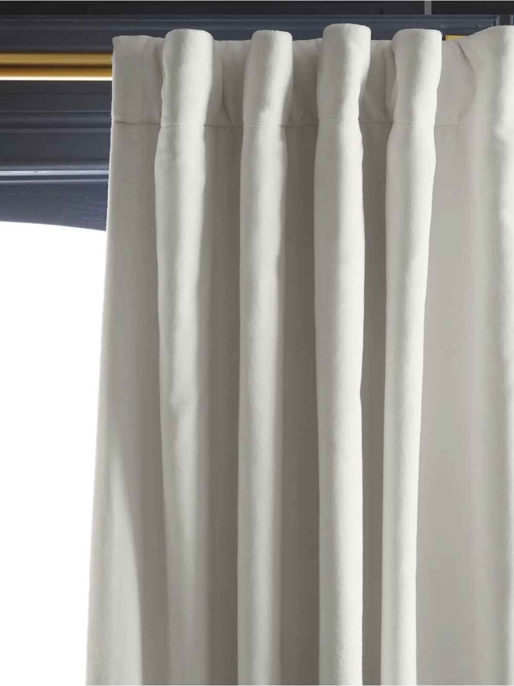 New Quince Cotton Velvet Curtain Ivory Room Darkening 1 Panel 48 x 84” Lined